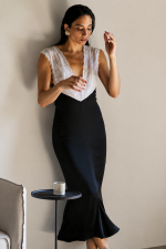 NAIA SILK MIDI DRESS BLACK
