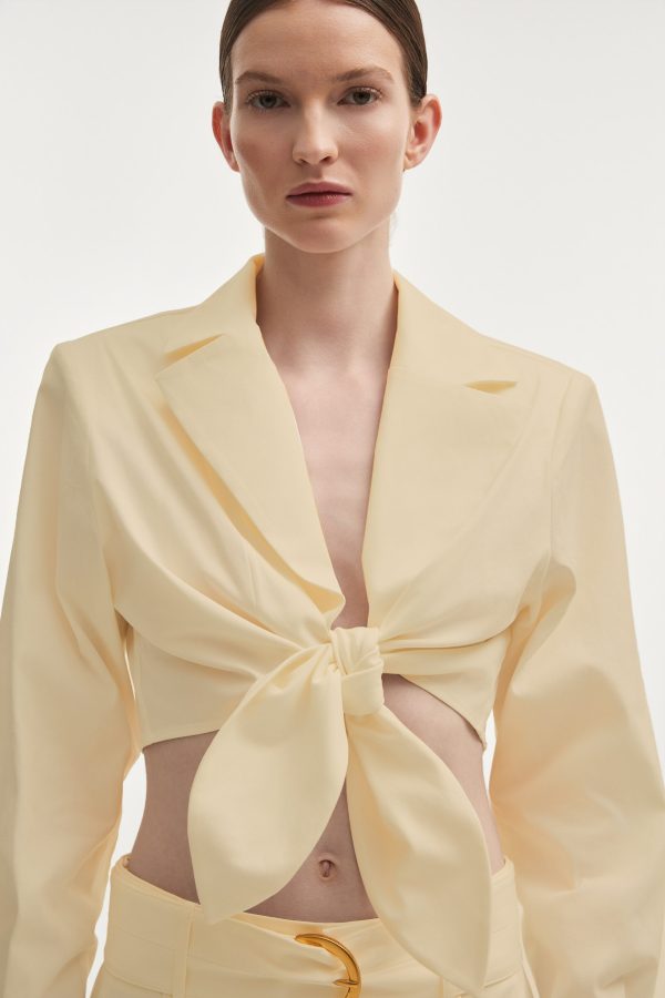 PURE CROP SHIRT BUTTER YELLOW - Image 3