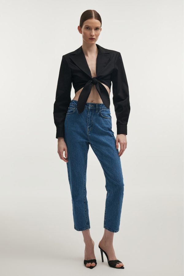 PURE CROP SHIRT BLACK - Image 1
