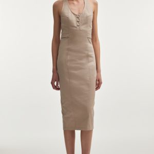 MUSE MIDI DRESS GREIGE