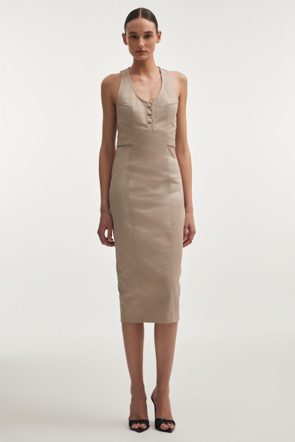 MUSE MIDI DRESS GREIGE - Image 1