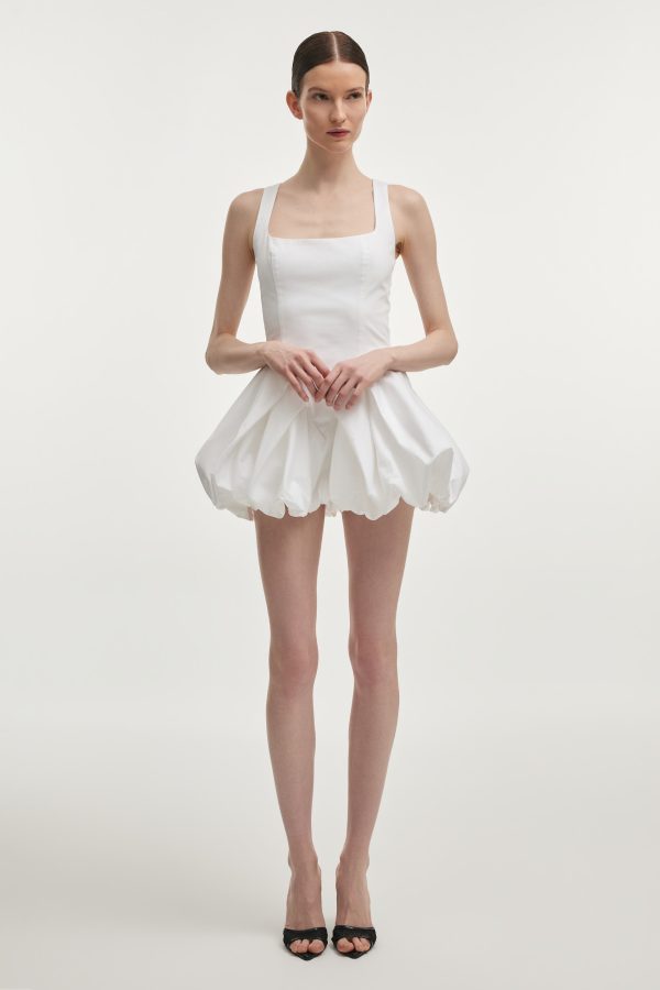 HIBISCUS BUBBLE MINI DRESS WHITE - Image 4