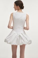 HIBISCUS BUBBLE MINI DRESS WHITE - Image 3