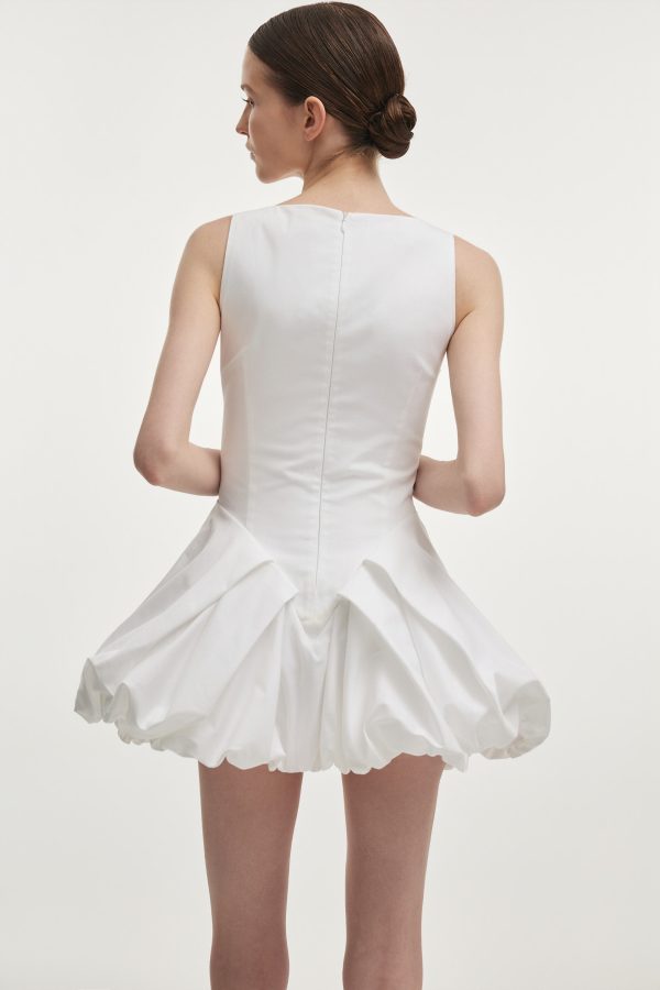 HIBISCUS BUBBLE MINI DRESS WHITE - Image 3