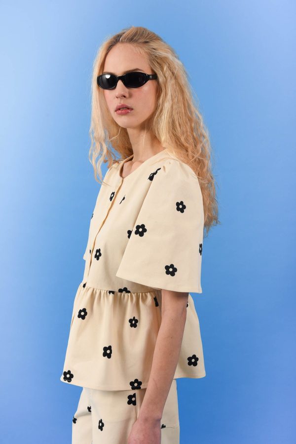DAISY GABARDINE BLOUSE BLACK - Image 1