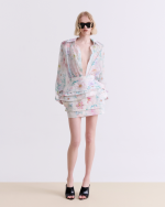 PASTEL FLORAL DENIM MINI SKIRT