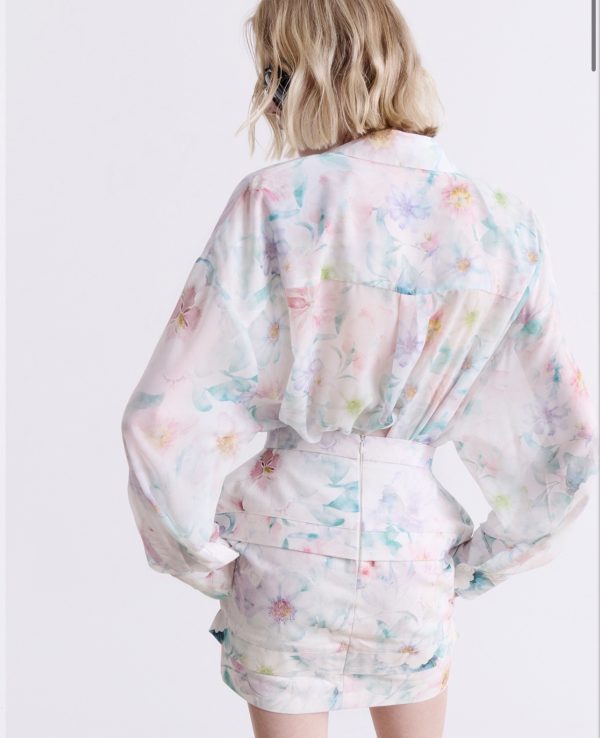 PASTEL FLORAL DENIM MINI SKIRT - Image 2