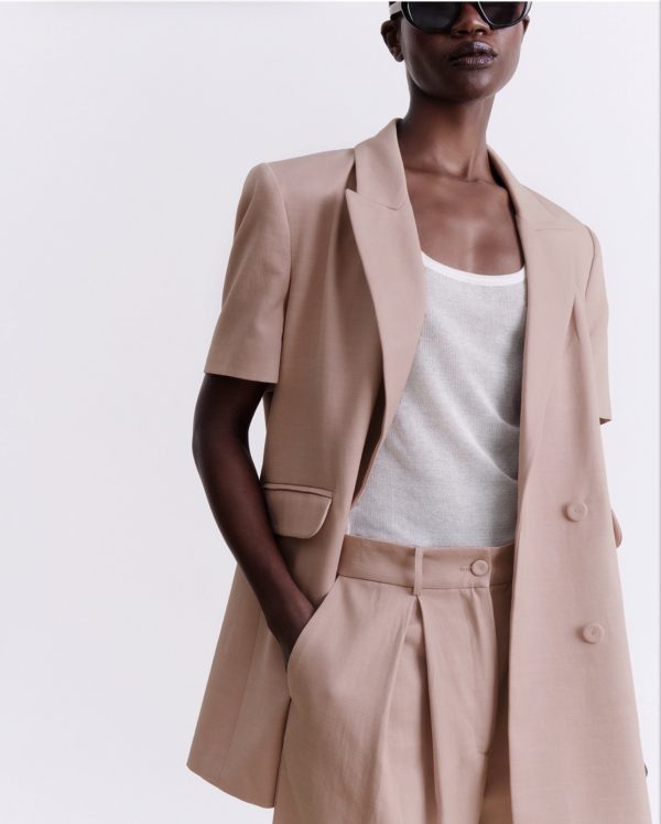 BLUSH SHORT-SLEEVE TAILORED BLAZER - Image 1