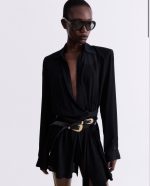 BLACK WRAP MINI DRESS