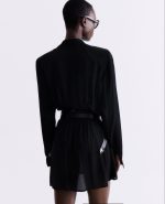 BLACK WRAP MINI DRESS - Image 2