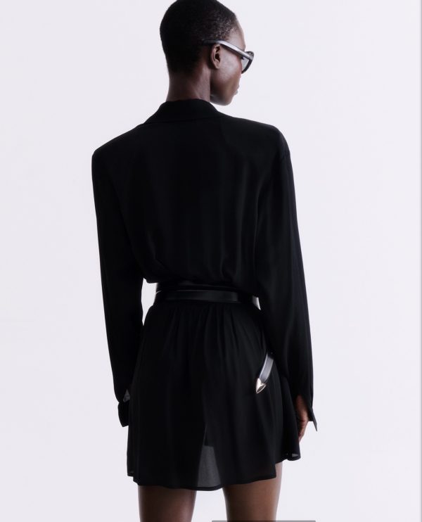BLACK WRAP MINI DRESS - Image 2
