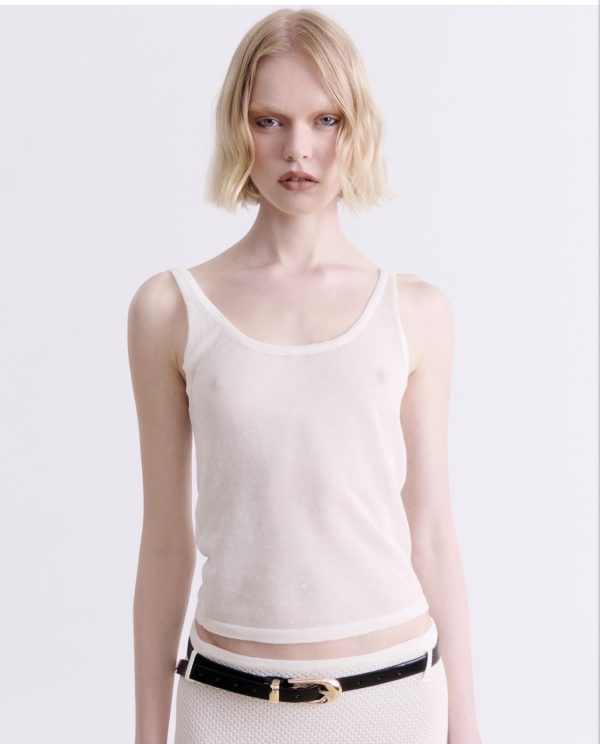 CREAM KNIT TANK TOP - Image 1