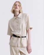 BEIGE SHORT-SLEEVE BLAZER