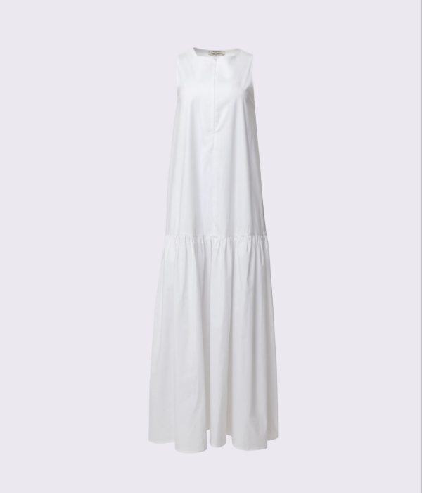 WHITE COTTON MIDI DRESS - Image 2
