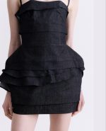 BLACK DENIM MINI DRESS - Image 2