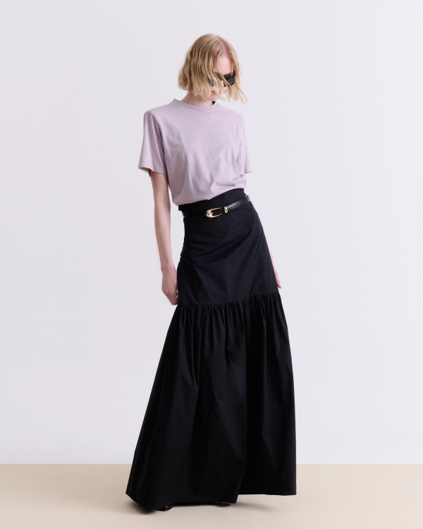 BLACK VOLUMINOUS MAXI SKIRT - Image 1