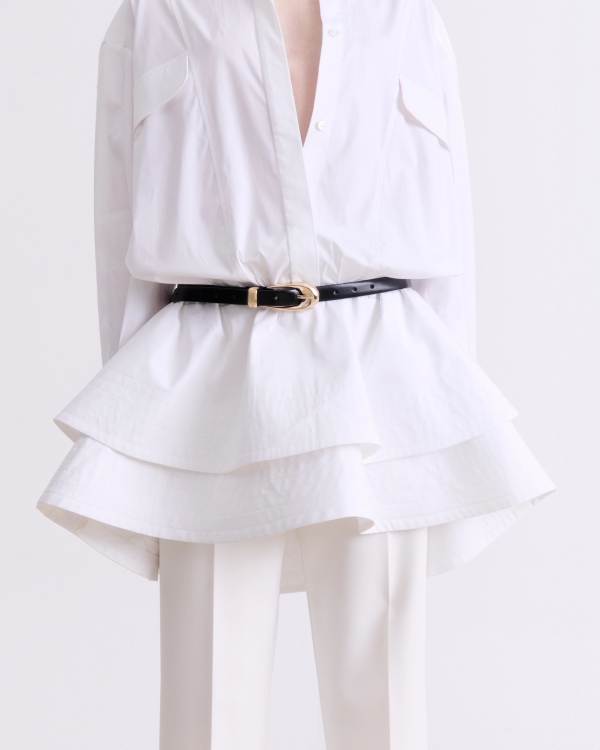 WHITE STRUCTURED SHIRT DRESS - Image 1