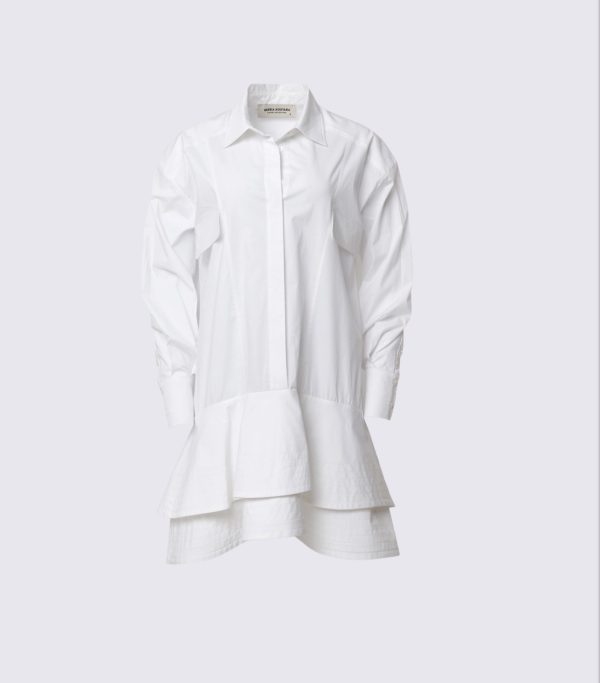 WHITE STRUCTURED SHIRT DRESS - Image 2