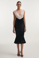 NAIA SILK MIDI DRESS BLACK