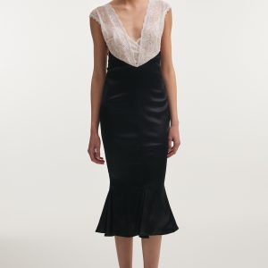 NAIA SILK MIDI DRESS BLACK