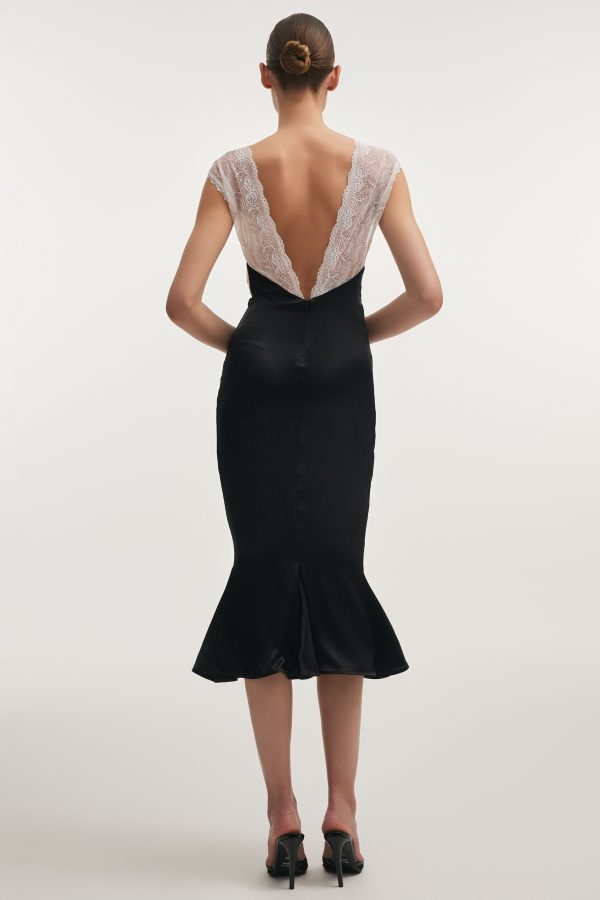 NAIA SILK MIDI DRESS BLACK - Image 4