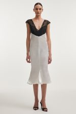 NAIA SILK MIDI DRESS white