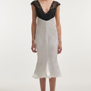 NAIA SILK MIDI DRESS white