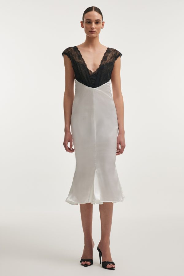 NAIA SILK MIDI DRESS white - Image 1