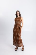 Σετ Τοπ και Φούστα με Ethnic Print σε Ταμπά Χρώμα - Image 3
