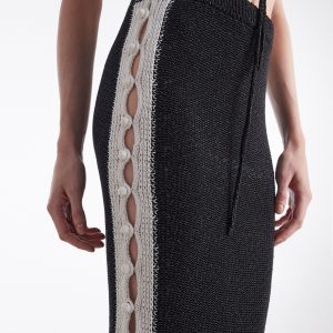 VOYAGE MIDI SKIRT B&W