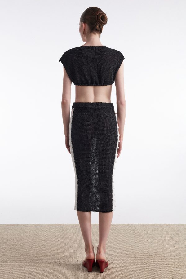 VOYAGE KNITTED TOP BLACK - Image 2