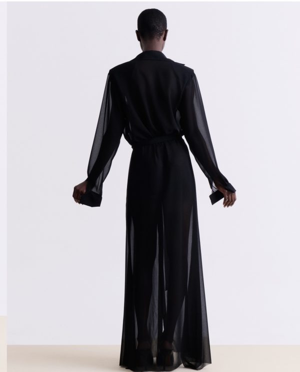 BLACK SILK SHEER MAXI DRESS - Image 2