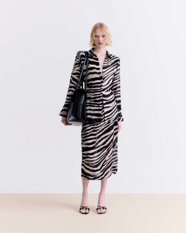 ZEBRA PRINT MIDI SKIRT - Image 1