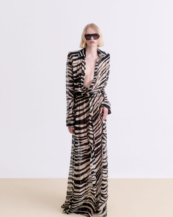 ZEBRA PRINT CHEMISIER MAXI DRESS - Image 1