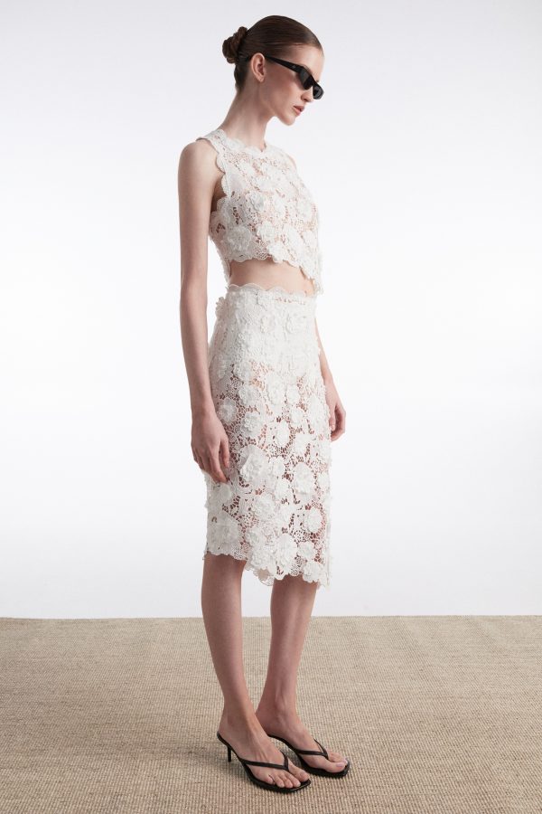 CHARLOTTE MIDI SKIRT WHITE - Image 3