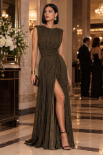 Lurex μάξι φόρεμα με ανοιχτή πλάτη