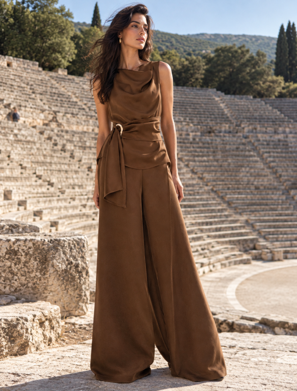 Σατινέ σετ παντελόνα με Τοπ - Image 1
