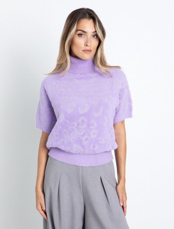 IMG_7248 Ζιβάγκο fluffy πουλόβερ animal print lilac - Image 1