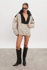 PAOLO WIND ANORAK WOMEN GREIGE/BLACK