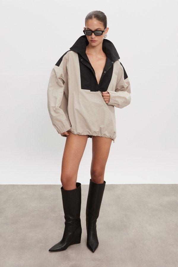 PAOLO WIND ANORAK WOMEN GREIGE/BLACK - Image 1
