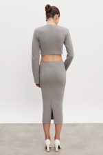 HEAVEN KNITTED MIDI SKIRT GREY - Image 3