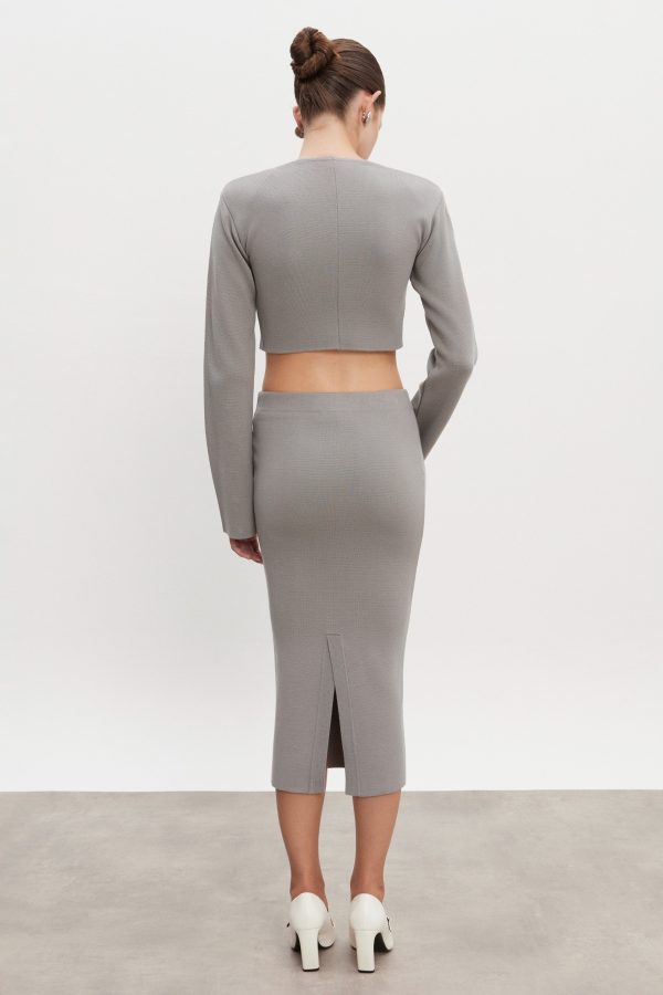 HEAVEN KNITTED MIDI SKIRT GREY - Image 3