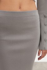 HEAVEN KNITTED MIDI SKIRT GREY - Image 4