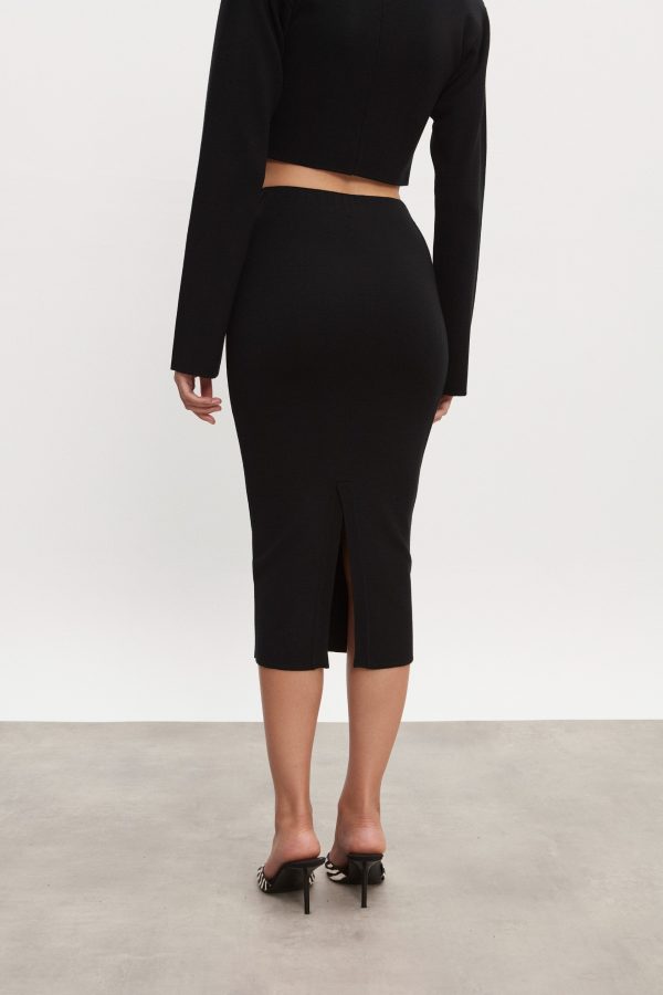 HEAVEN KNITTED MIDI SKIRT BLACK - Image 2
