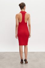 EVA KNITTED MIDI DRESS RED - Image 3