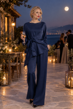 Mπλε Σετ Με Μπλούζα και Παντελόνι & Σχέδιο Σούρας