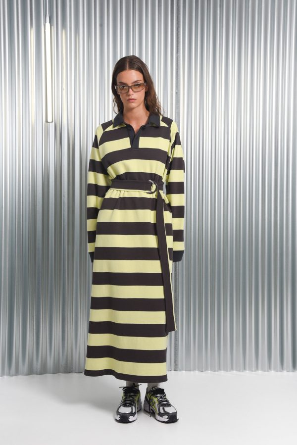 YAMATA LONG DRESS YELLOW/BROWN - Image 1