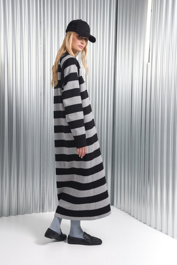 YAMATA LONG DRESS GREY/BLACK - Image 1