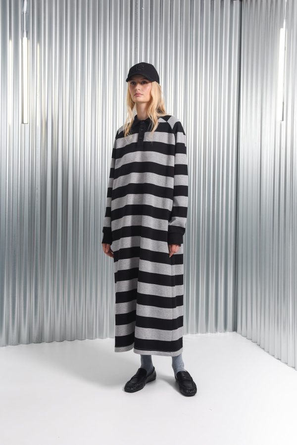 YAMATA LONG DRESS GREY/BLACK - Image 2