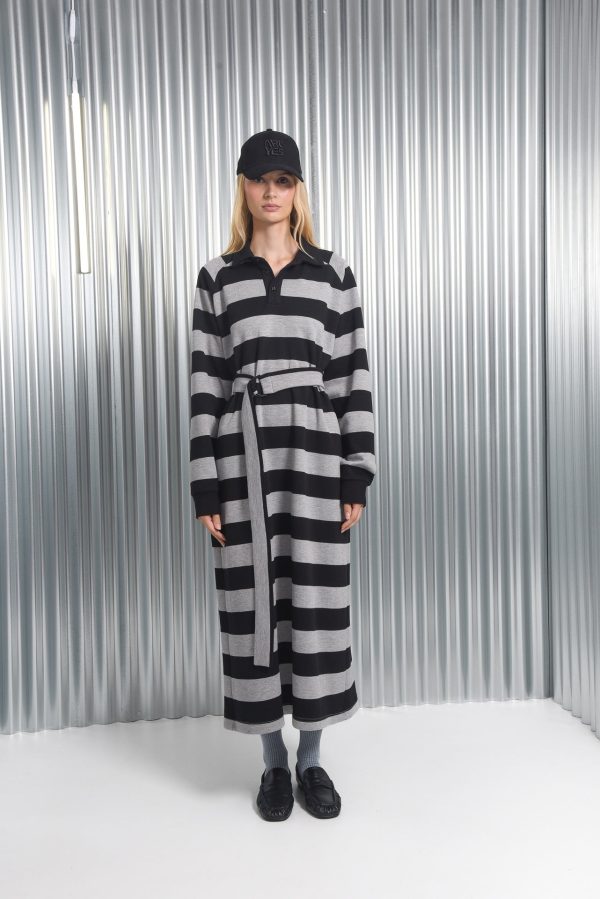 YAMATA LONG DRESS GREY/BLACK - Image 4